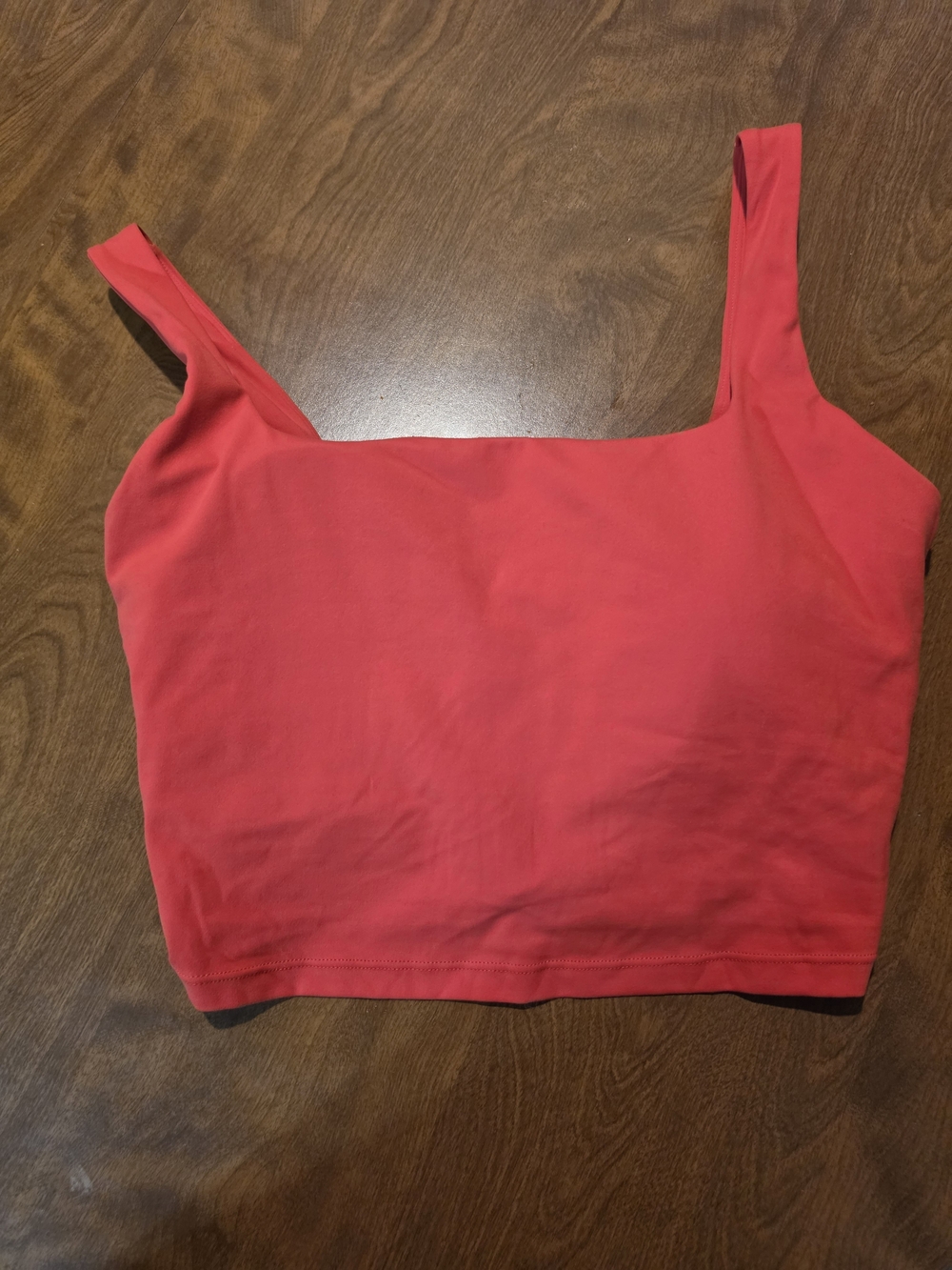 Coral-Red Square Neck Crop Top